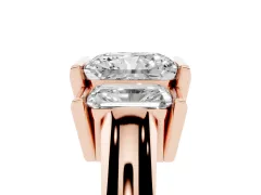 Radiant Cut Diamond Three-Stone Channel Set Ring Set in Rose gold with Smooth Polished Band