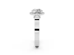 Round Cut Diamond Halo Ring Set in Silver with Pavé-Lined Split Shank Band