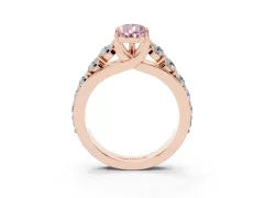 Fancy Pink Pear Cut Diamond Pavé Engagement Ring Set in Rose gold with Prong Setting