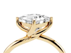 Princess Cut Diamond Solitaire Engagement Ring Set in Yellow gold with Classic Plain Band