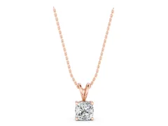 Cushion Diamond Solitaire Pendant Set in Rose gold with Prong Setting
