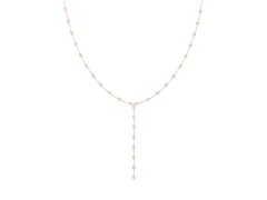 Round Diamond Station Y Necklace Set in Rose gold with Bezel Setting