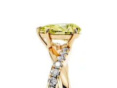 Fancy Yellow Pear Cut Diamond Twisted Pavé Band Ring Set in Yellow gold with Prong Setting