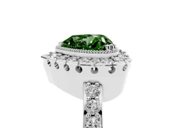 Fancy Green Heart Cut Diamond Halo Ring Set in Silver with Pavé Shank and Prong Setting