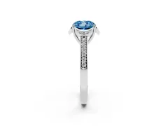 Fancy Blue Cushion Cut Diamond Halo Ring Set in Platinum with Channel Set Band and Prong Setting
