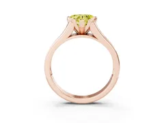 Fancy Yellow Heart Cut Diamond Bezel-Set Solitaire Ring Set in Rose gold with Channel-Set Band