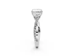 Princess Cut Diamond Twisted Pavé Band Ring Set in White gold with Prong Setting