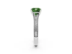 Fancy Green Princess Cut Diamond Split Shank Pavé Engagement Ring Set in White gold with Prong-Set Center Stone