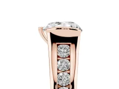 Heart Cut Diamond Bezel-Set Solitaire Ring Set in Rose gold with Channel-Set Band