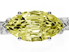Fancy Yellow Marquise Cut Diamond Ring Set in Silver with Scattered Round Accents