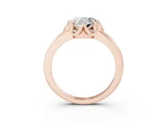 Heart Cut Diamond Round Cluster Halo Ring Set in Rose gold with Solitaire Band and Prong Setting