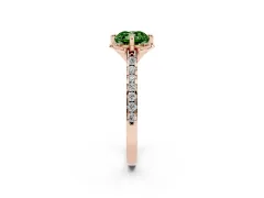Fancy Green Cushion Cut Diamond Solitaire Ring Set in Rose gold with Pavé Band and Floral Prong Setting
