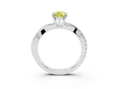 Fancy Yellow Pear Cut Diamond Twisted Pavé Band Ring Set in Platinum with Prong Setting