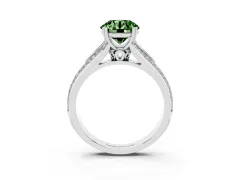 Fancy Green Round Cut Diamond Split Shank Pavé Engagement Ring Set in Platinum with Prong-Set Center Stone