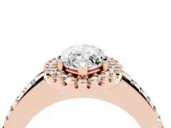 Marquise Cut Diamond Pavé Halo Ring Set in Rose gold with Prong Setting