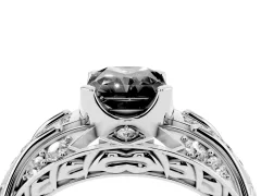 Fancy Black Radiant Cut Diamond Art Deco Ring Set in Silver with Pavé Split Shank