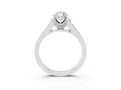 Marquise Cut Diamond Solitaire Pavé Engagement Ring Set in White gold with Prong Setting