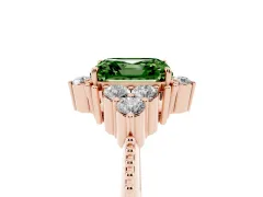 Fancy Green Asscher Cut Diamond Cluster Ring Set in Rose gold with Beaded Band