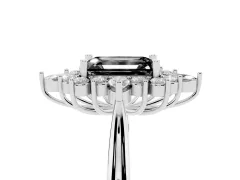 Fancy Black Emerald Cut Diamond Cluster Halo Ring Set in White gold with Marquise and Round Accents