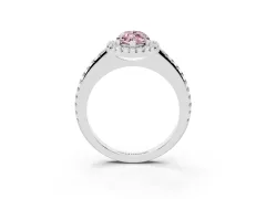 Fancy Pink Marquise Cut Diamond Pavé Halo Ring Set in Silver with Prong Setting