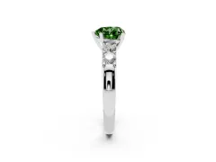 Fancy Green Heart Cut Diamond Five-Stone Prong Set Engagement Ring Set in Silver with Channel Band