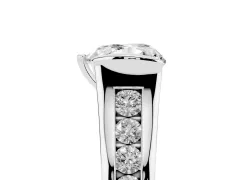 Heart Cut Diamond Bezel-Set Solitaire Ring Set in Silver with Channel-Set Band