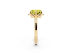 Fancy Yellow Radiant Cut Diamond Round Cluster Halo Ring Set in Yellow gold with Solitaire Band and Prong Setting