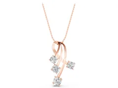 Four-Stone Round Diamond Pendant Set in Rose gold with Curved Prong Setting