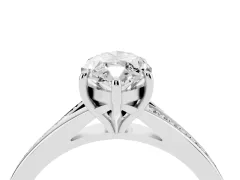 Marquise Cut Diamond Solitaire Ring Set in White gold with Pavé Accent Band and Classic Prong Setting