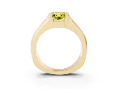 Fancy Yellow Radiant Cut Diamond Bezel Solitaire Ring Set in Yellow gold with Wide Band
