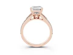 Asscher Cut Diamond Split Shank Pavé Engagement Ring Set in Rose gold with Prong-Set Center Stone