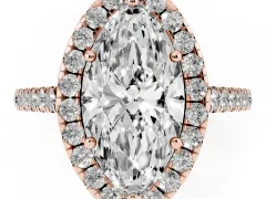 Marquise Cut Diamond Halo Pavé Engagement Ring Set in Rose gold with Prong Setting