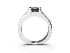 Fancy Black Princess Cut Diamond Bezel Solitaire Ring Set in Platinum with Wide Band