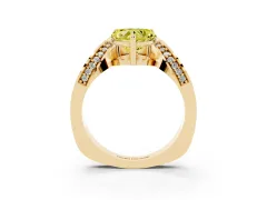 Fancy Yellow Heart Cut Diamond Solitaire Engagement Ring Set in Yellow gold with Pavé Shoulders