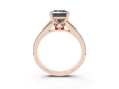 Fancy Black Princess Cut Diamond Split Shank Pavé Engagement Ring Set in Rose gold with Prong-Set Center Stone