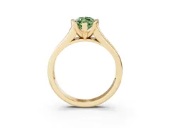 Fancy Green Marquise Cut Diamond Bezel-Set Solitaire Ring Set in Yellow gold with Channel-Set Band