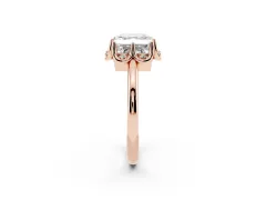 Asscher Cut Diamond Round Cluster Halo Ring Set in Rose gold with Solitaire Band and Prong Setting