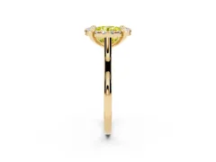 Fancy Yellow Round Cut Diamond Cluster Halo Solitaire Ring Set in Yellow gold with Prong Setting