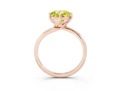 Fancy Yellow Cushion Cut Diamond Solitaire Engagement Ring Set in Rose gold with Classic Plain Band