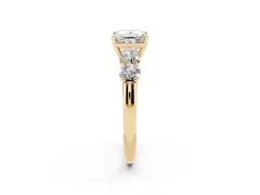 Princess Cut Diamond Five-Stone Prong Set Ring Set in Yellow gold with Classic Band