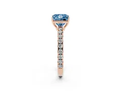 Fancy Blue Princess Cut Diamond Pavé Solitaire Engagement Ring Set in Rose gold with Prong Setting