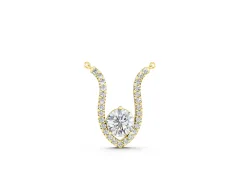 Round Brilliant Halo Pendant Set in Yellow gold with Prong-Set Center and Curved Frame