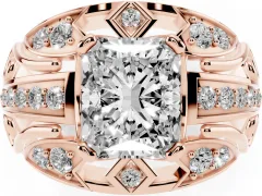 Radiant Cut Diamond Art Deco Ring Set in Rose gold with Pavé Split Shank