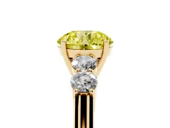 Fancy Yellow Round Cut Diamond Five-Stone Prong Set Band Ring Set in Yellow gold with Polished Band
