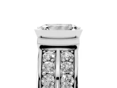 Emerald Cut Diamond Wide Channel Set Band Ring Set in Platinum with Bezel Setting