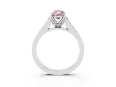 Fancy Pink Pear Cut Diamond Solitaire Pavé Engagement Ring Set in White gold with Prong Setting