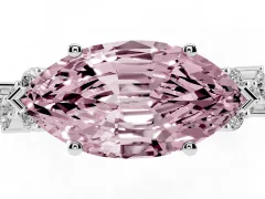 Fancy Pink Marquise Cut Diamond Ring Set in Silver with Scattered Round Accents