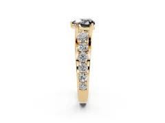Fancy Black Heart Cut Diamond Pavé Engagement Ring Set in Yellow gold with Prong Setting