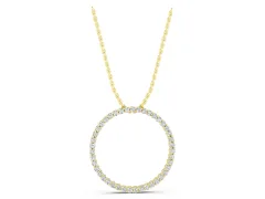 Round Cut Diamond Eternity Circle Pendant Set in Yellow gold with Prong-Set Stones