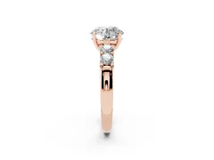 Round Cut Diamond Five-Stone Prong Set Engagement Ring Set in Rose gold with Channel Band